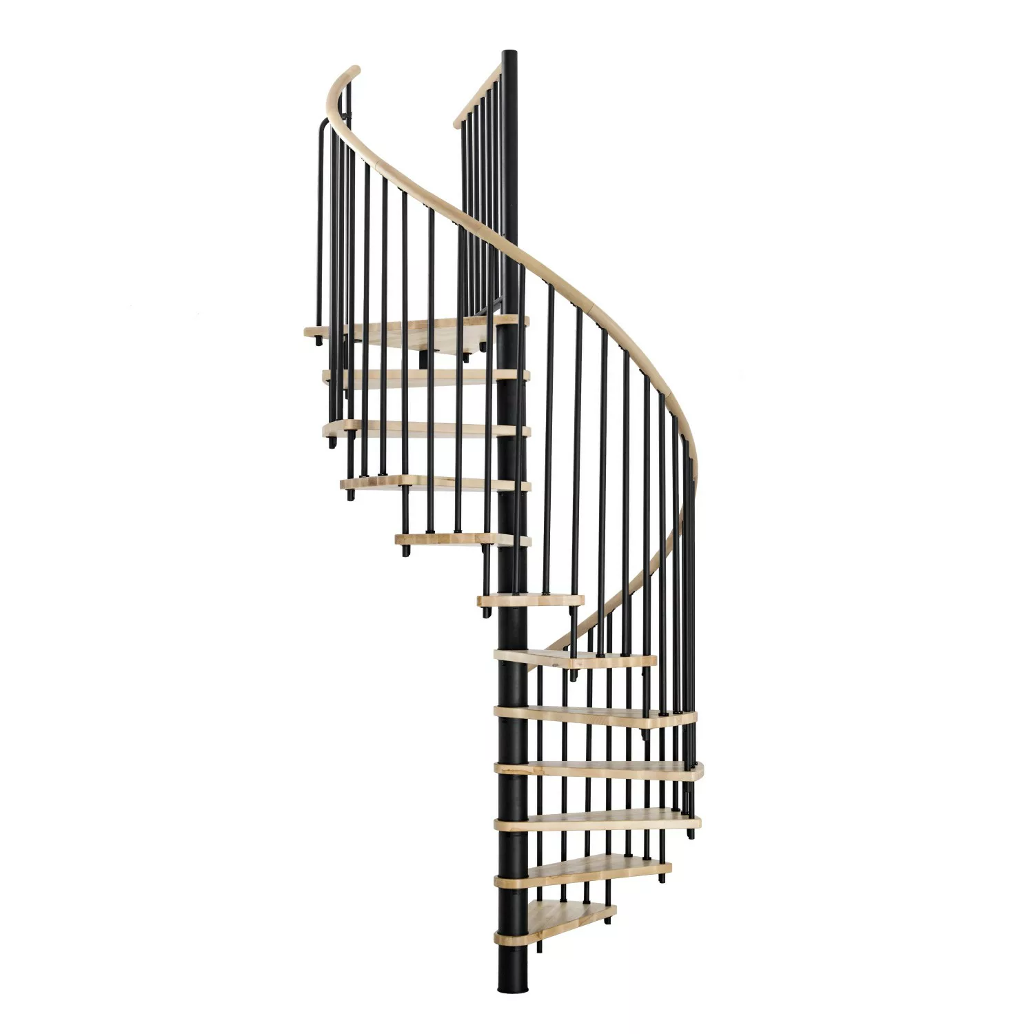 Minka Spindeltreppe Spiral Wood Eiche Schwarz Ø 120 cm Geschosshöhe bis 305 günstig online kaufen