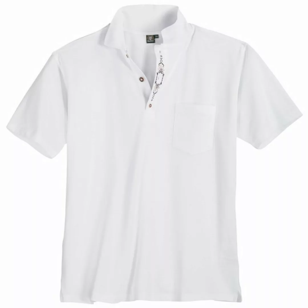 orbis Poloshirt Große Größen Herren Trachten-Poloshirt Orbis weiß Stickerei günstig online kaufen