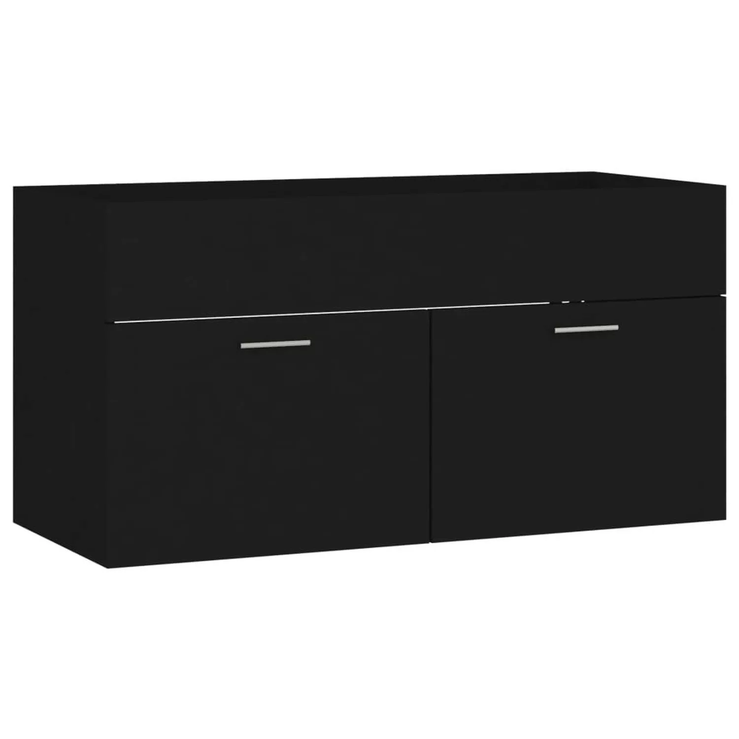 vidaXL Badezimmer-Set Waschbeckenunterschrank Schwarz 90x38,5x46 cm günstig online kaufen