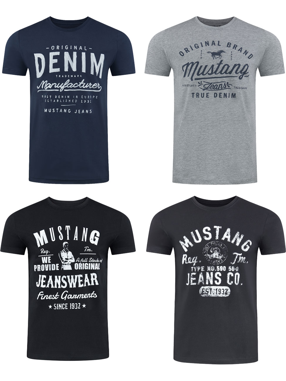 Mustang Herren T-Shirt Mustang Mehrfarbig Rundhals Regular Fit S bis 6XL 4e günstig online kaufen