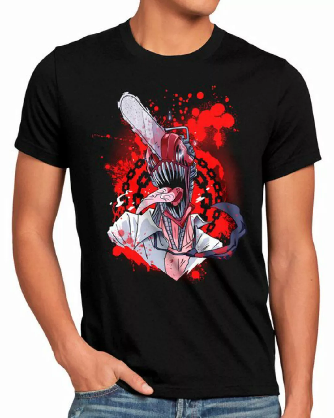 style3 T-Shirt Blood Heart denji anime manga cosplay chainsaw devil günstig online kaufen