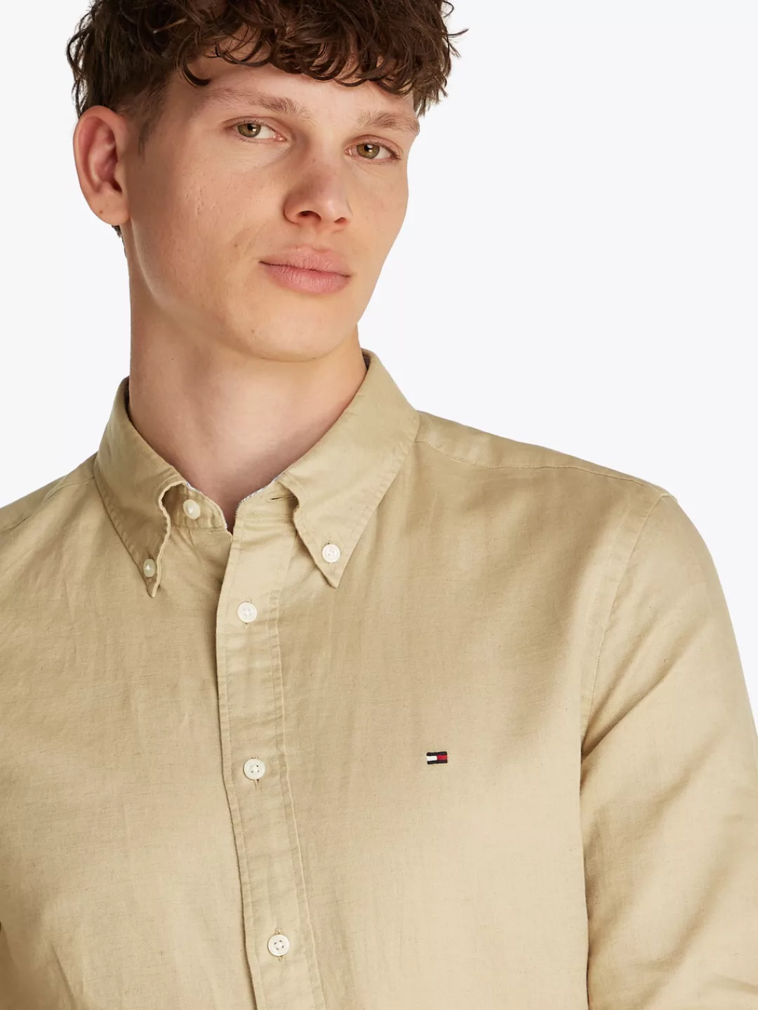 Tommy Hilfiger Langarmhemd "LINEN BLEND SOLID RF SHIRT", mit Button-down-Kr günstig online kaufen