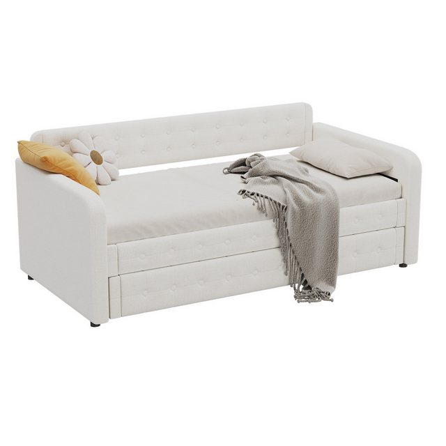 Flieks Daybett, Leinen Schlafsofa Tagesbett 90x200cm mit Ausziehbett 90x190 günstig online kaufen