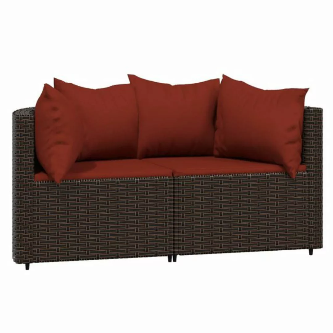 Vidaxl Garten-ecksofas Mit Kissen 2 Stk. Braun Poly Rattan günstig online kaufen