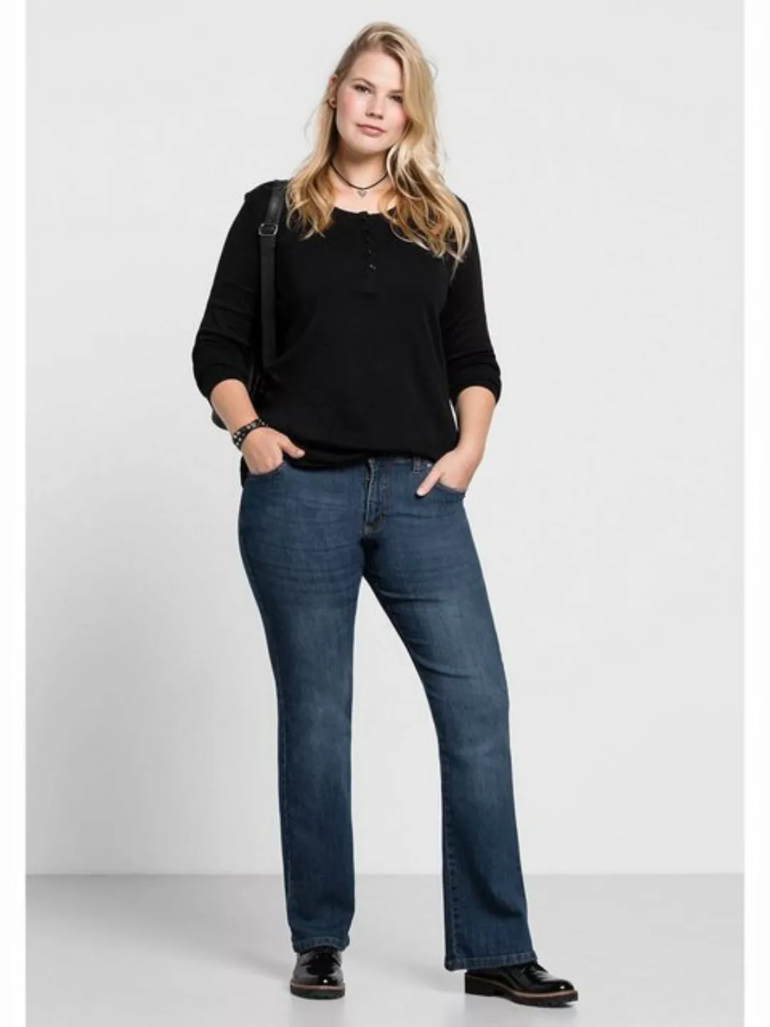 Sheego Bootcut-Jeans Große Größen in 5-Pocket-Form, mit Used-Effekten günstig online kaufen