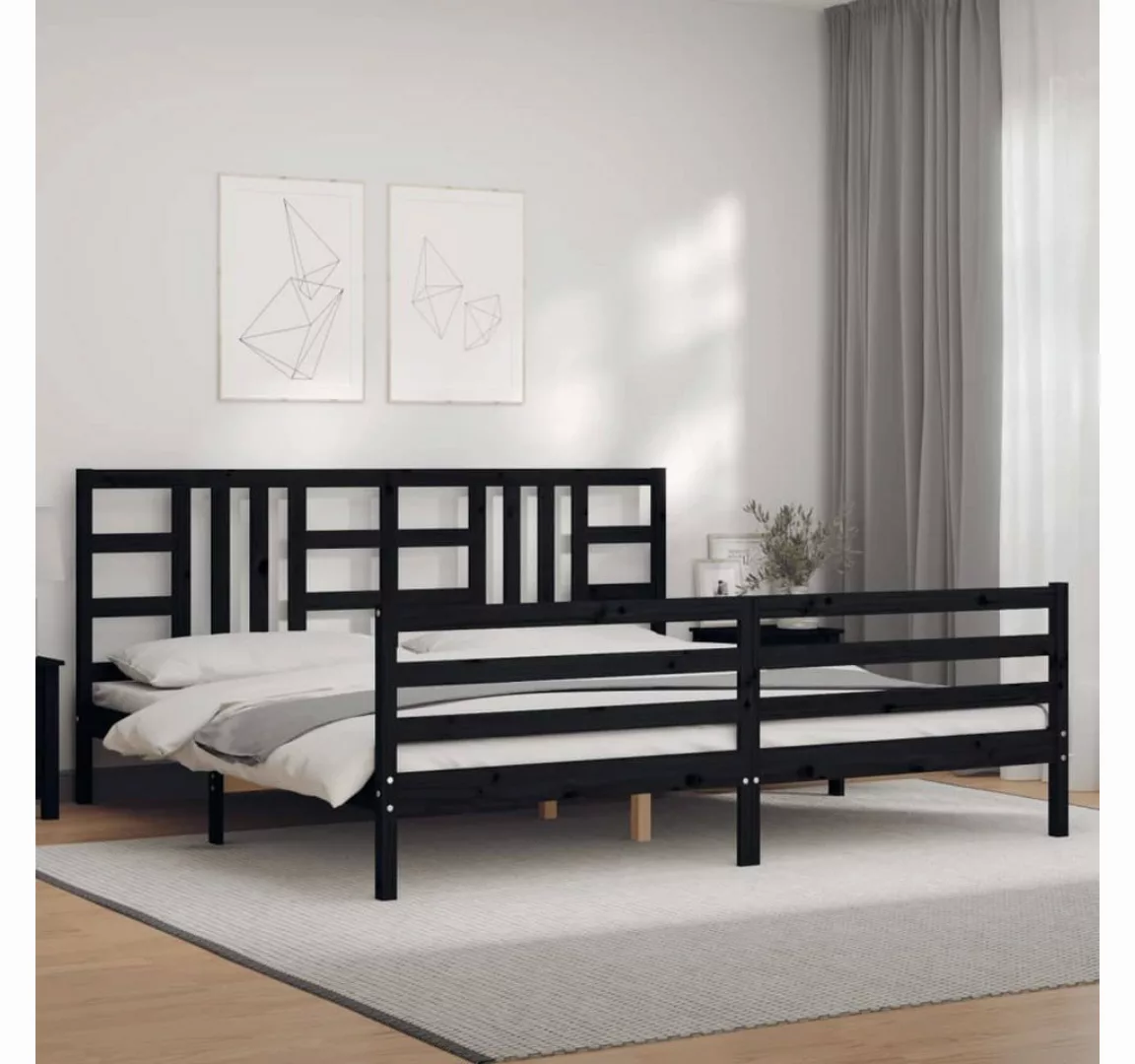 vidaXL Bett Massivholzbett mit Kopfteil Schwarz 200x200 cm günstig online kaufen