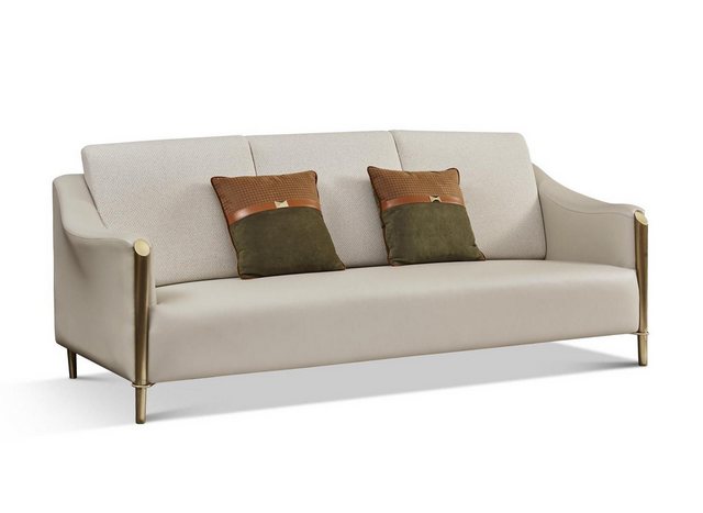 Xlmoebel Sofa Sofa aus Leder und Stoff 3-Sitzer Couch Design Sitzgarnitur, günstig online kaufen