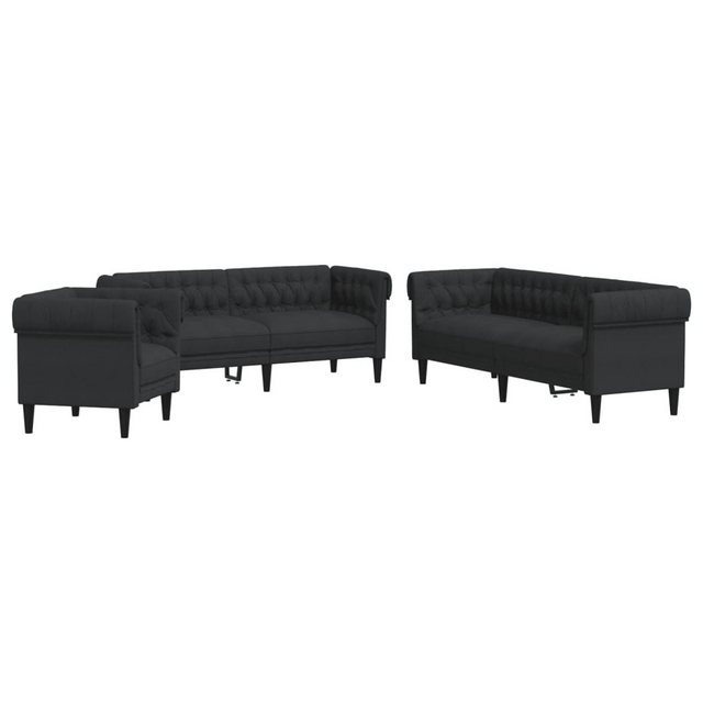 vidaXL Sofa, 3-tlg. Sofagarnitur Schwarz Stoff günstig online kaufen