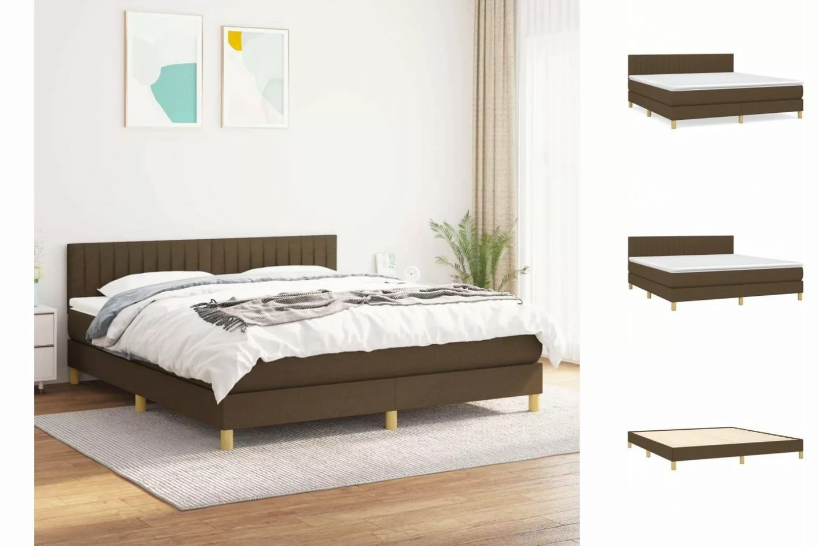 vidaXL Boxspringbett Boxspringbett mit Matratze Dunkelbraun 180x200 cm Stof günstig online kaufen