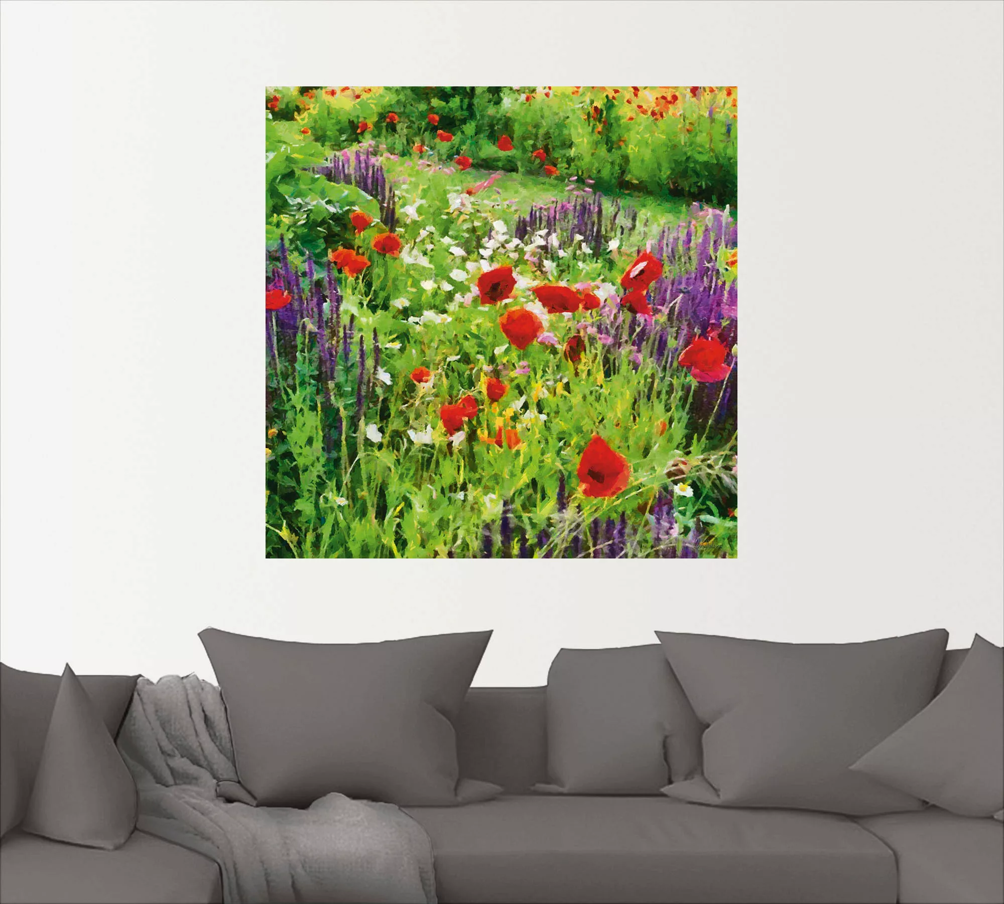 Artland Wandbild "Lupinen und Mohnblumen", Blumenwiese, (1 St.), als Poster günstig online kaufen