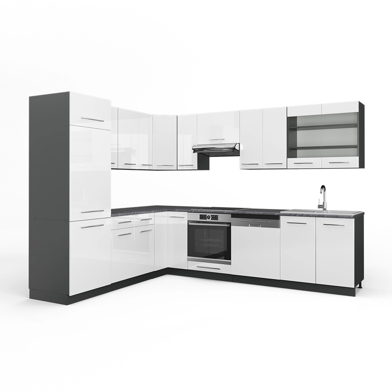Vicco Winkelküche Fame-Line, Grün-Gold Landhaus/Eiche, 227 günstig online kaufen