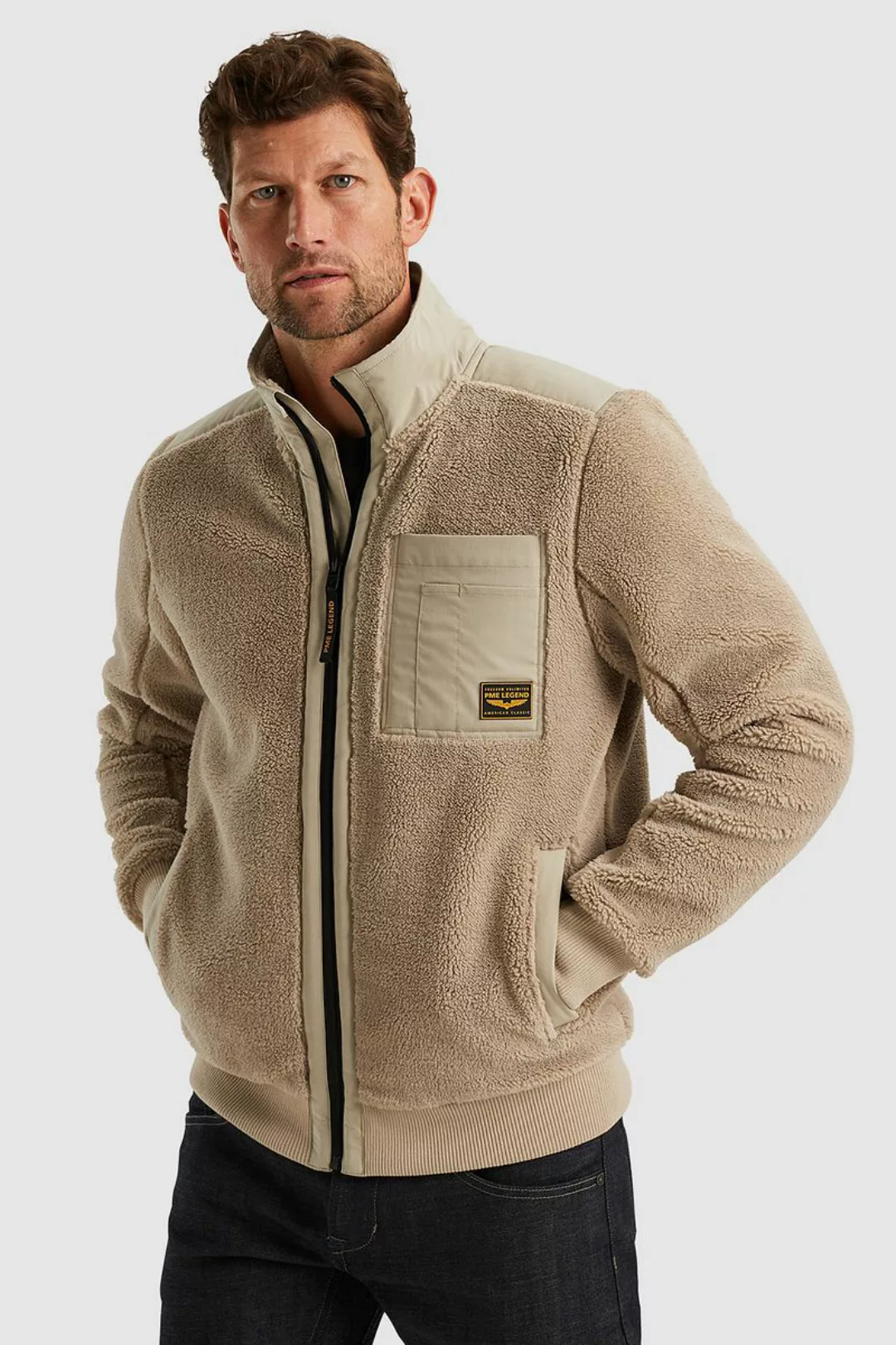 PME Legend Teddy Strickjacke Beige - Größe L günstig online kaufen