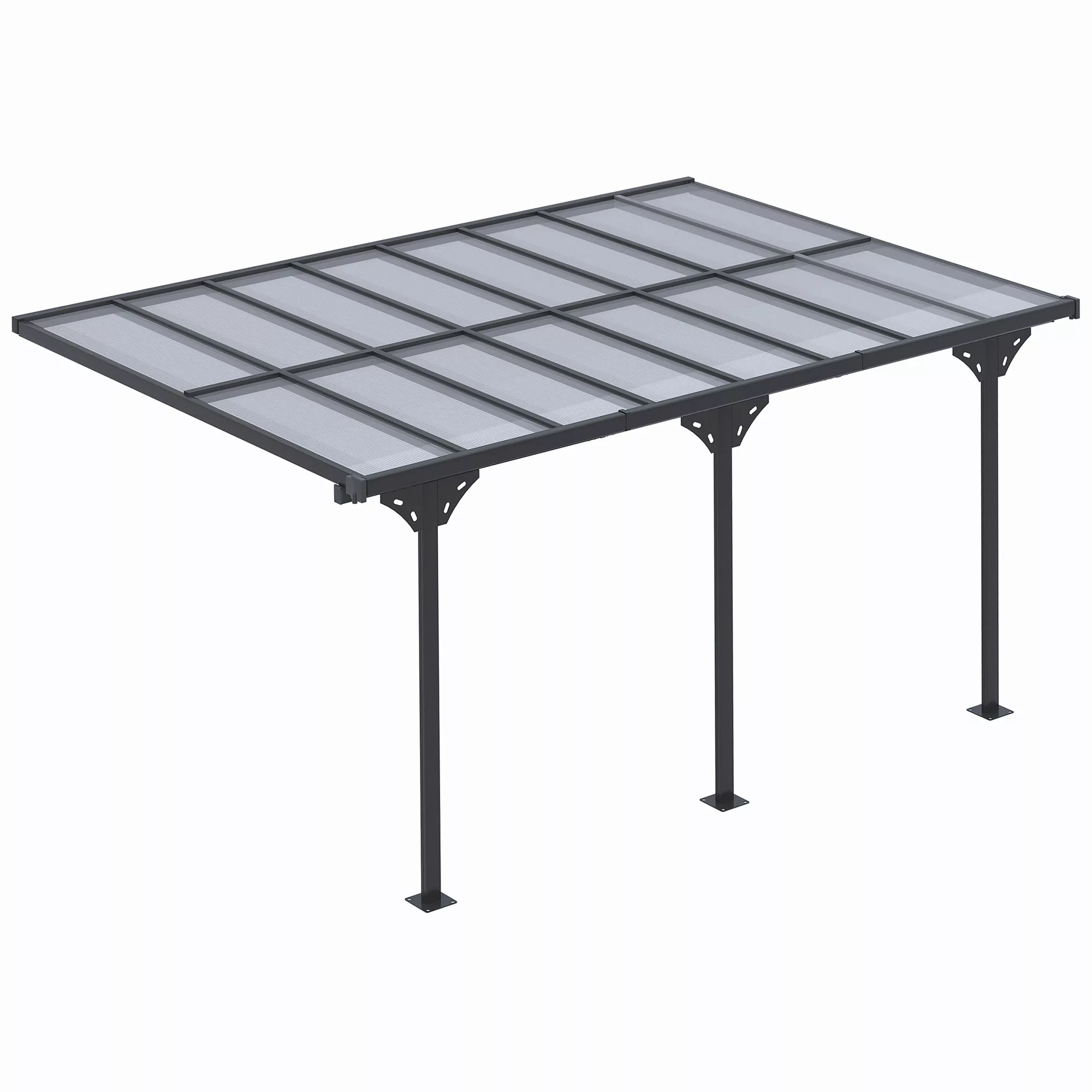 Outsunny Pavillon Sonnenschutz, Terrassendach, Anbaupavillion, mit günstig online kaufen