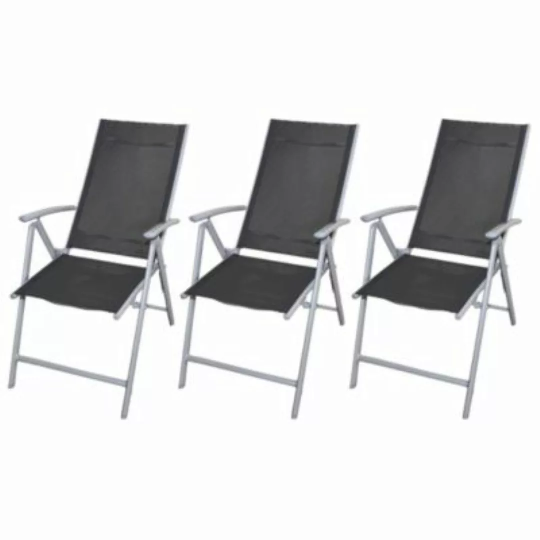 vidaXL Klappbare Gartenstühle 3 Stk. Aluminium Schwarz Gartenstuhl schwarz günstig online kaufen