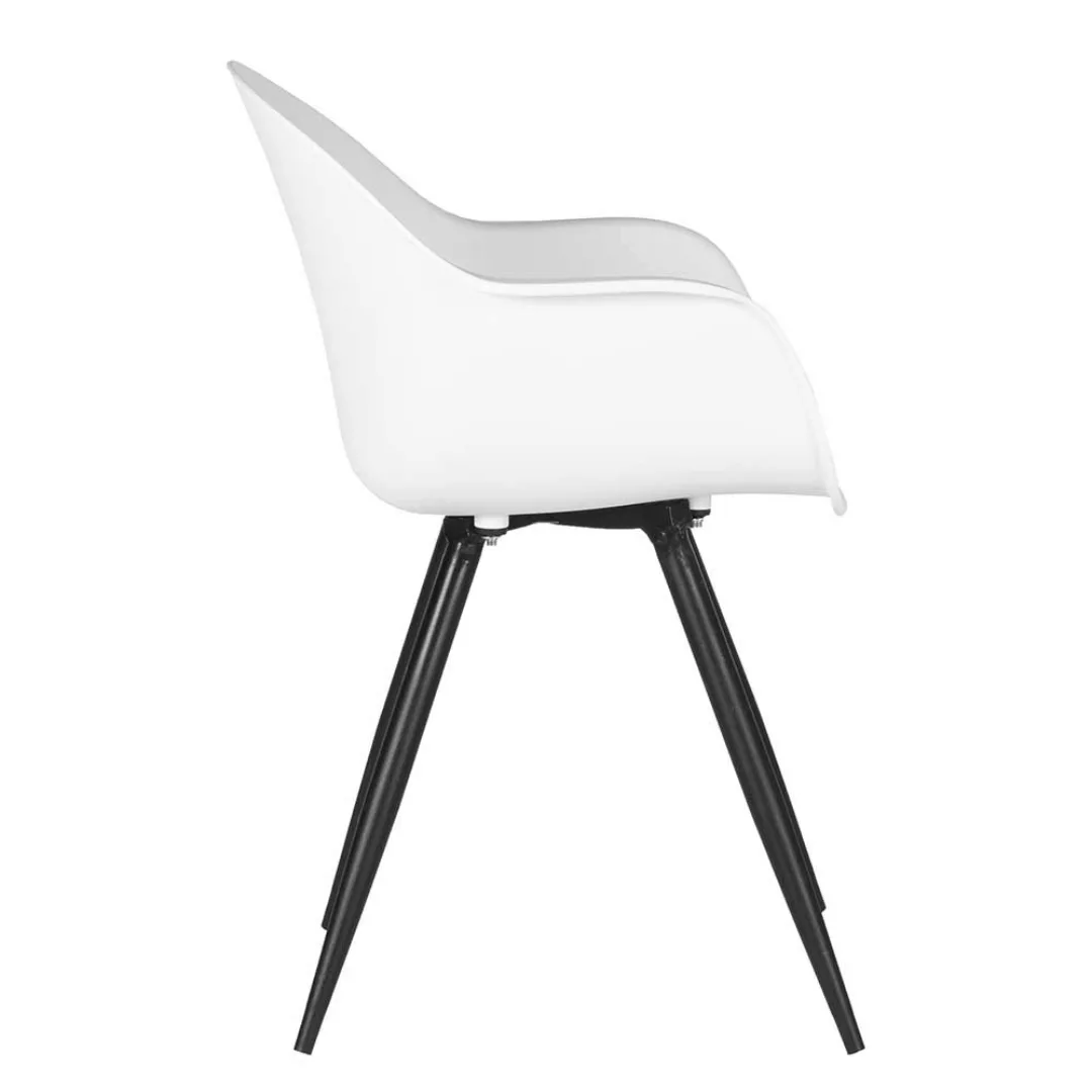 Armlehnstuhl in Weiß und Schwarz Kunststoff und Metall (2er Set) günstig online kaufen