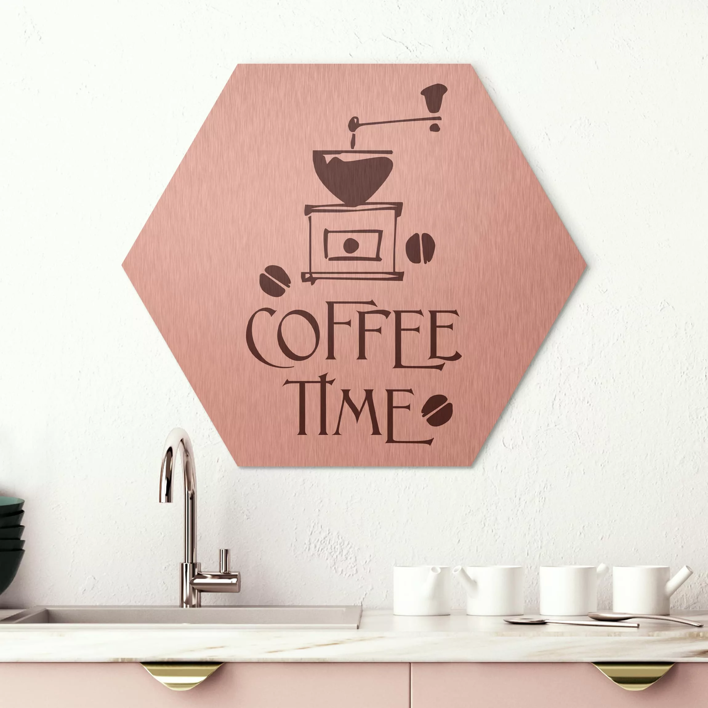 Hexagon-Alu-Dibond Bild Küche No.SF318 Coffee Time 5 günstig online kaufen