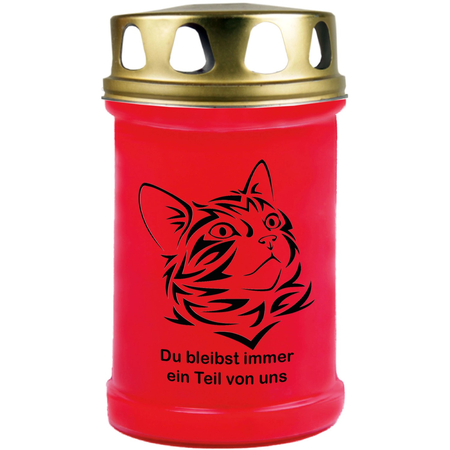 HS Candle Grabkerze Rot 48h Deckel Gold Katze 1 günstig online kaufen