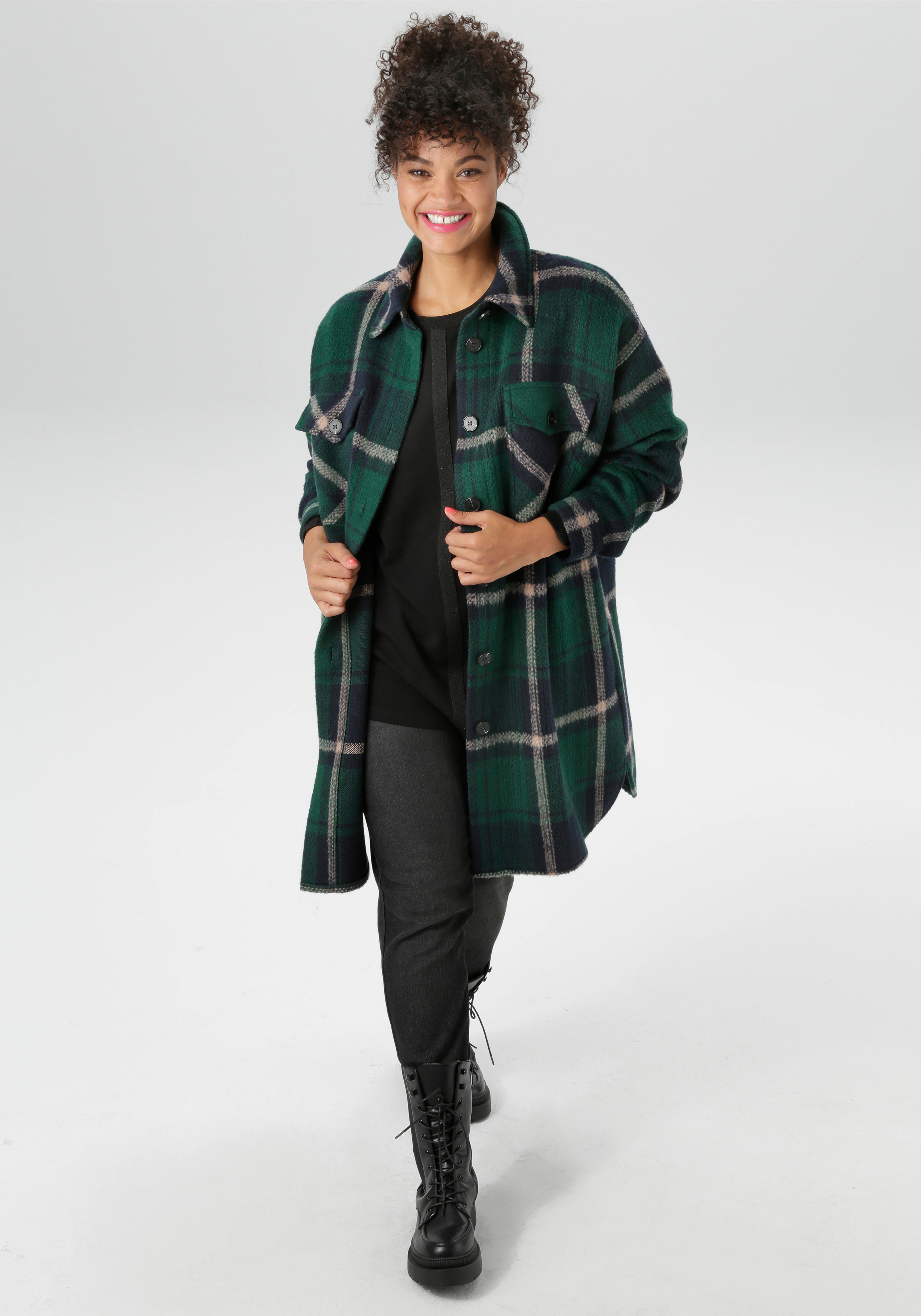 Aniston PLUS Langjacke, im ausdrucksvollem Karo-Dessin - NEUE KOLLEKTION günstig online kaufen