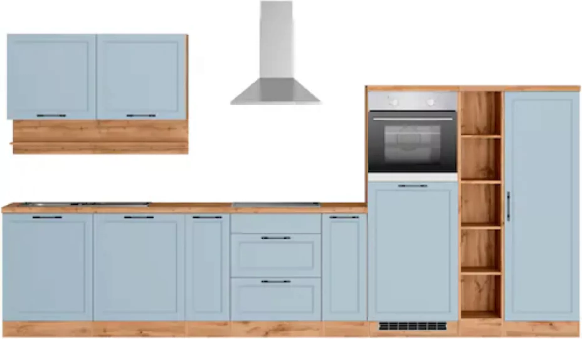 Kochstation Küche »KS-Lana«, 380 cm breit, wahlweise mit oder ohne E-Geräte günstig online kaufen