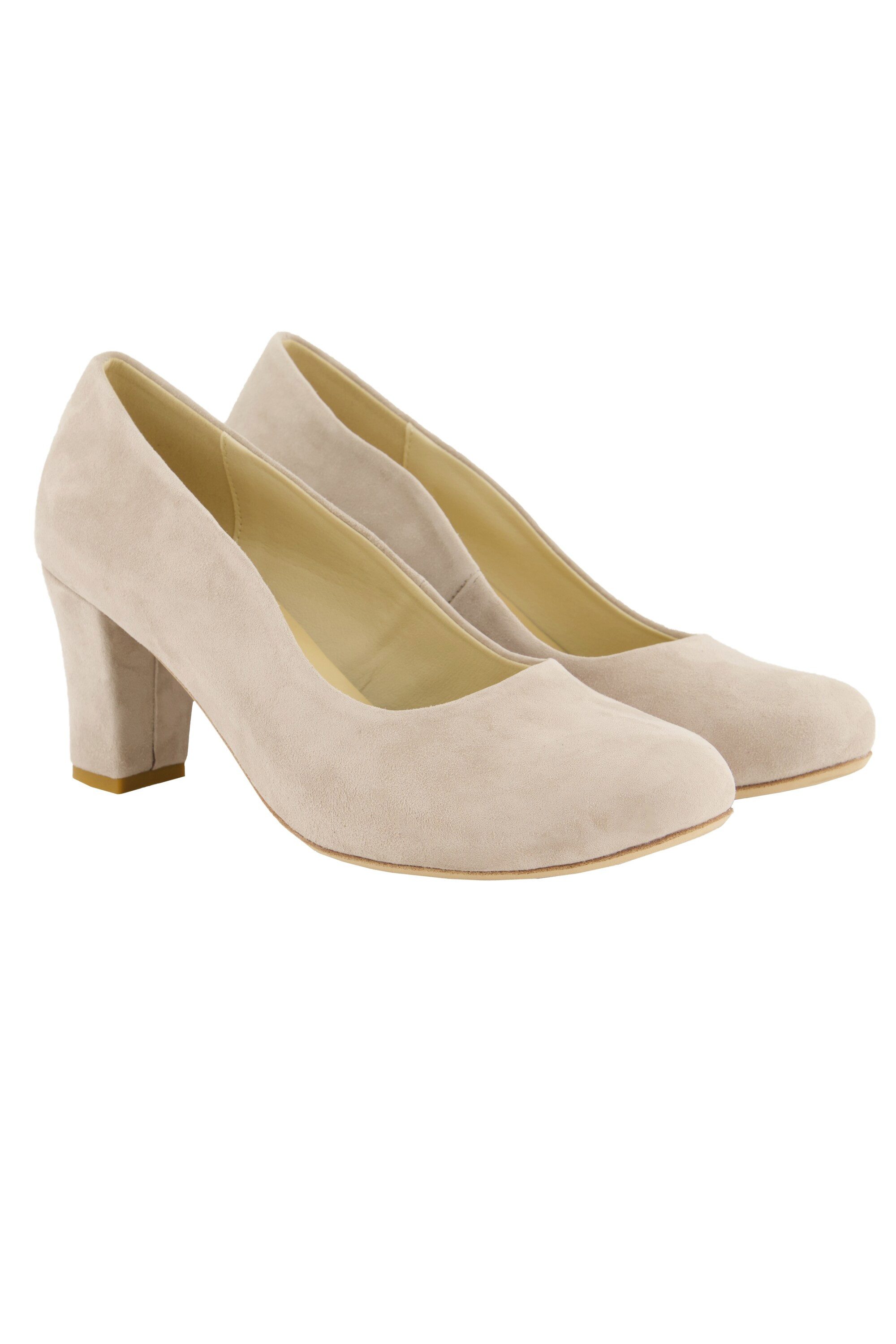 Ulla Popken Veloursleder-Pumps Wellenschnitt Blockabsatz Pumps günstig online kaufen