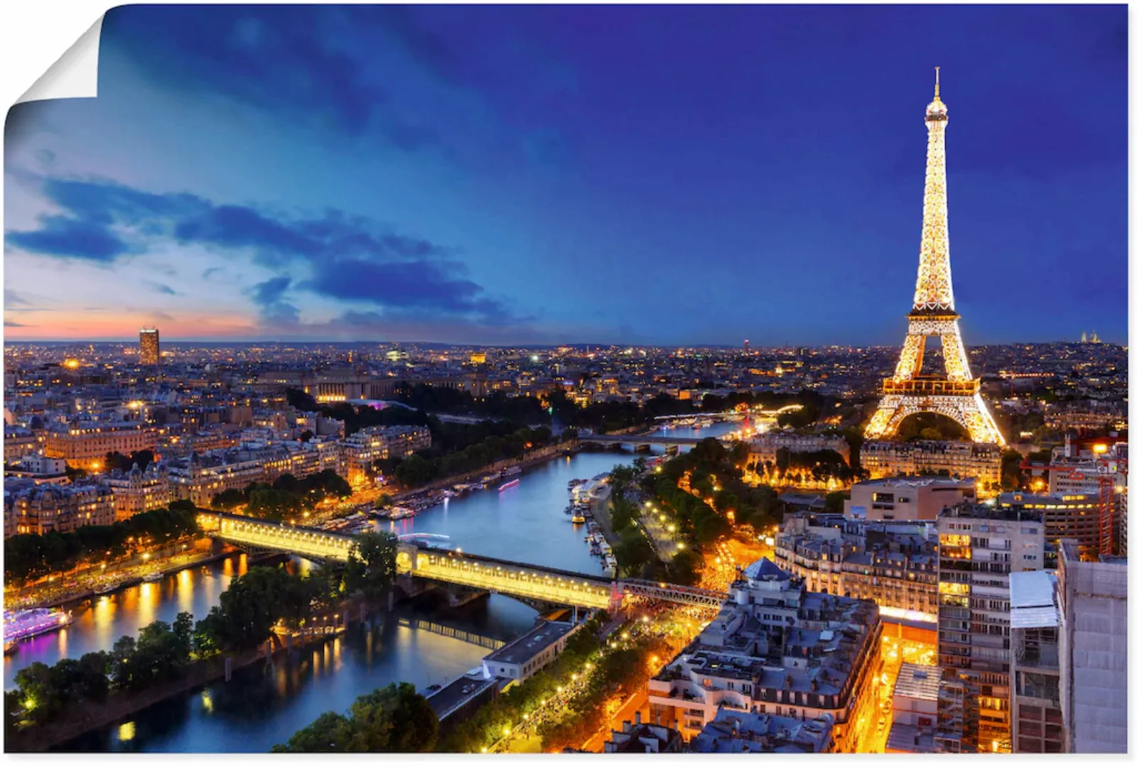 Artland Wandbild »Eiffelturm und Seine am Abend, Paris«, Paris, (1 St.), al günstig online kaufen