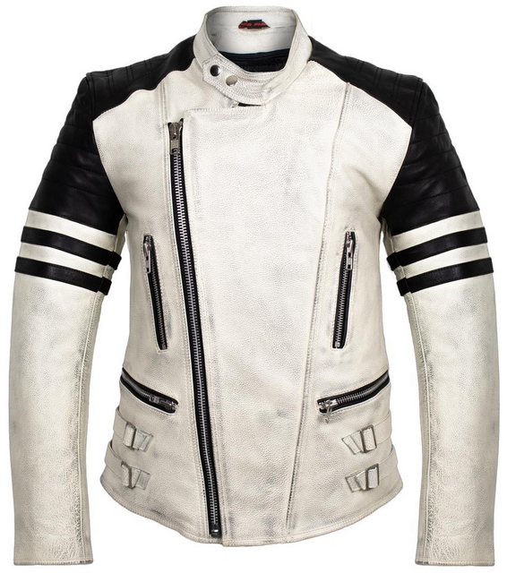 MDM Motorradjacke Herren Retro Lederjacke Motorrad Jacke in Schwarz mit Pro günstig online kaufen