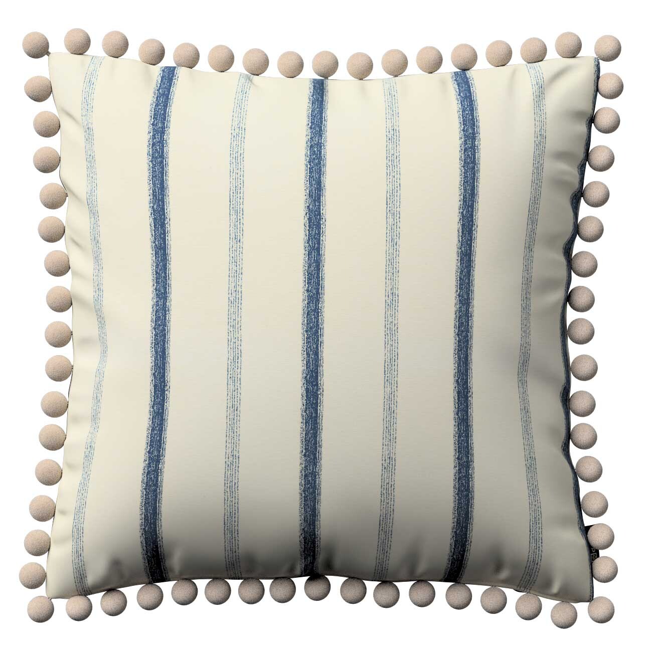 Kissenhülle Wera mit Bommeln, creme- blau gestreift, 45 x 45 cm, Avinon (12 günstig online kaufen