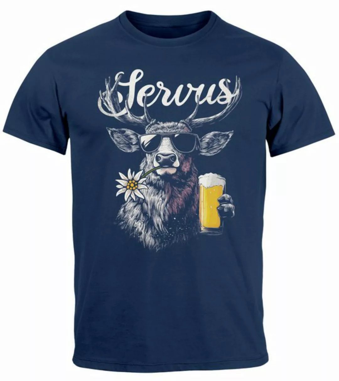 Neverless Print-Shirt Herren T-Shirt Hirsch Tracht Modern Lustig Volksfest günstig online kaufen