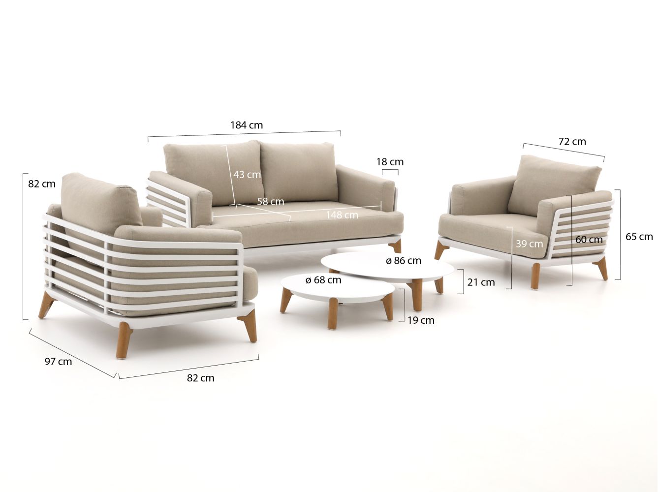 Bellagio Esenta Sessel-Sofa Lounge-Set 5-teilig günstig online kaufen