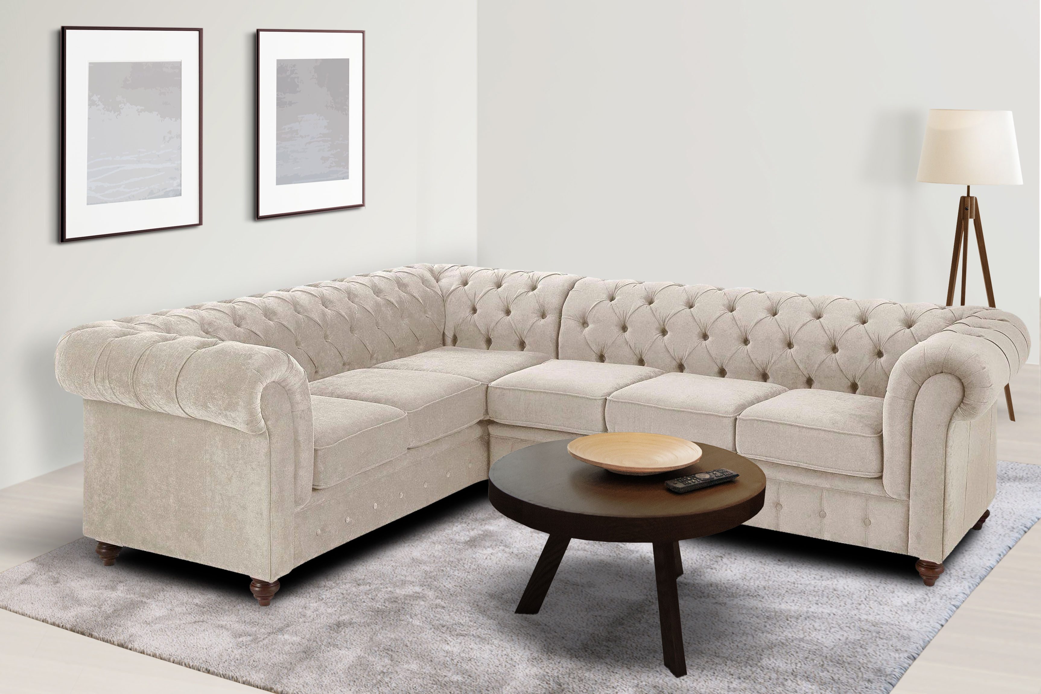 Home affaire Chesterfield-Sofa "Chesterfield Ecksofa, auch in Leder L-Form" günstig online kaufen