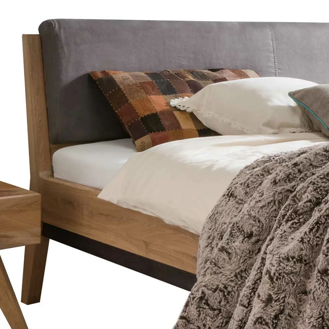 Bett mit Nachttischen aus Wildeiche Massivholz 87 cm hoch (dreiteilig) günstig online kaufen