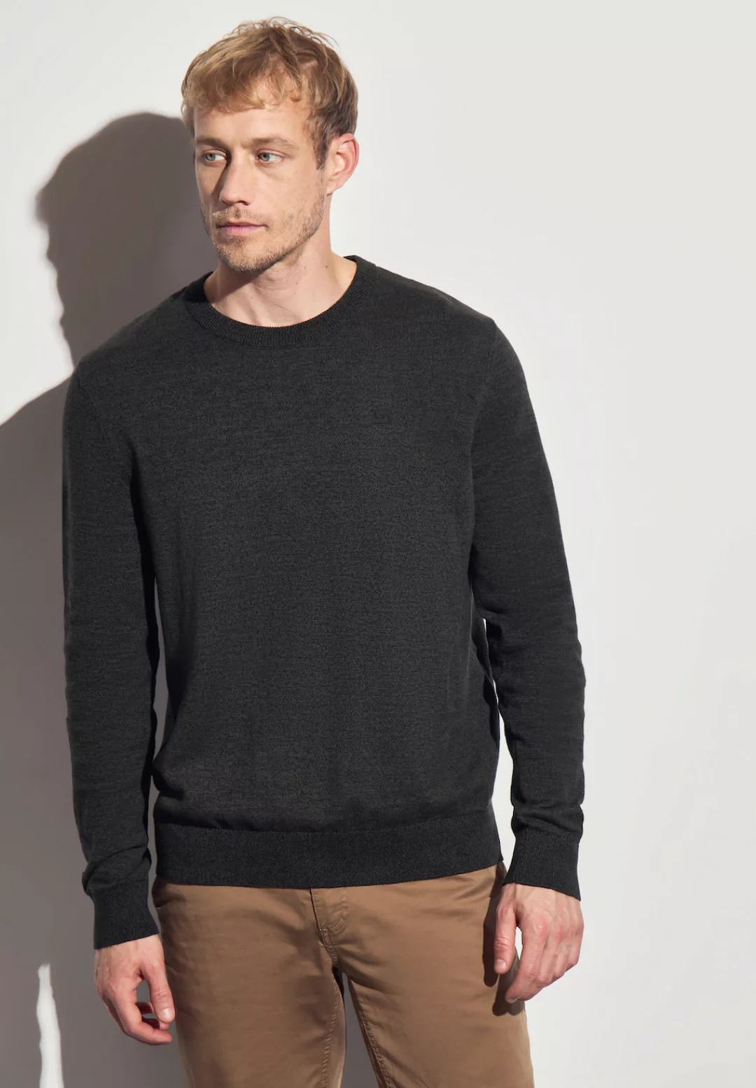 STREET ONE MEN Rundhalspullover, aus reiner Baumwolle günstig online kaufen