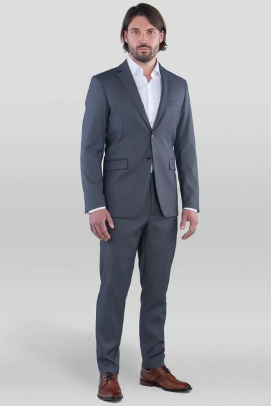 SANDER STELLAN Anzug Herren Business Anzug in Grau Slim Fit (Anzug Set, 2-t günstig online kaufen