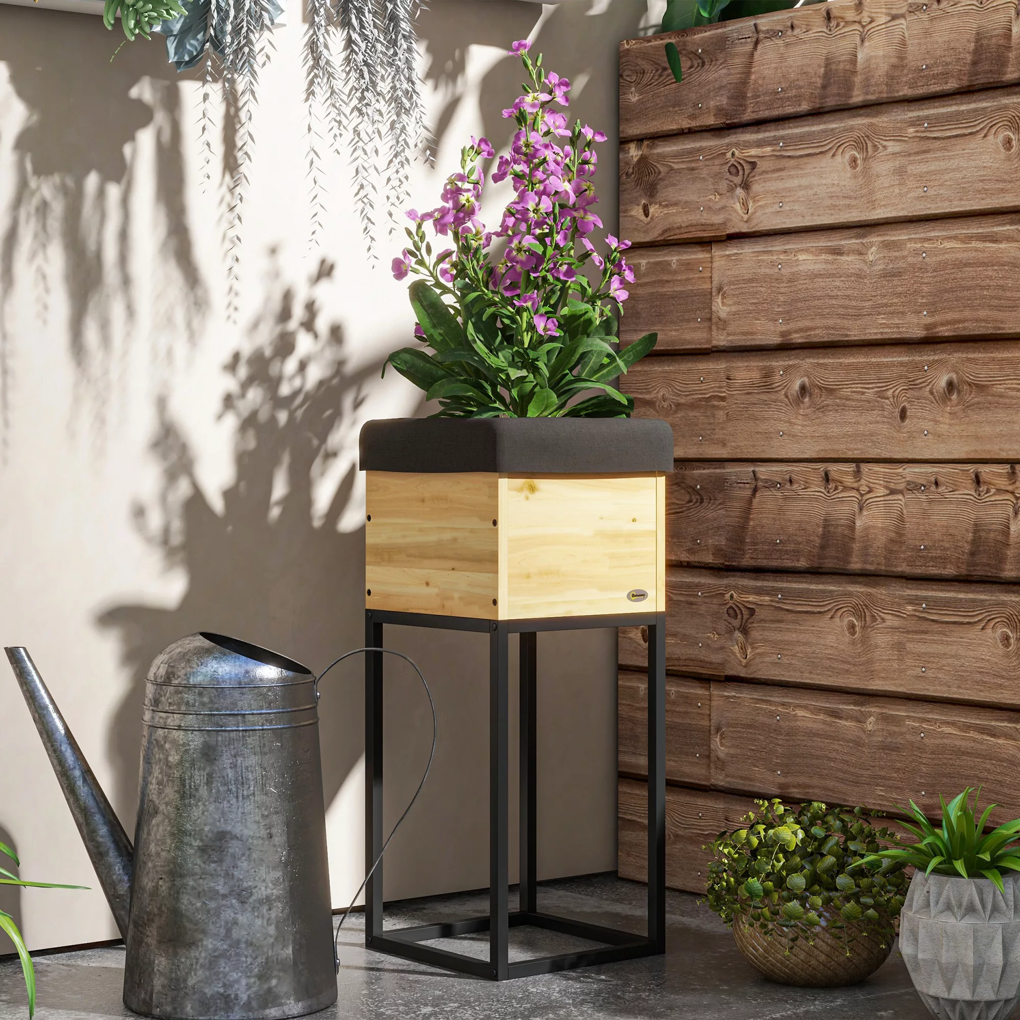 Outsunny Hochbeet aus Holz mit Stahlbeinen  Kräuter- & Blumenkasten für Gar günstig online kaufen