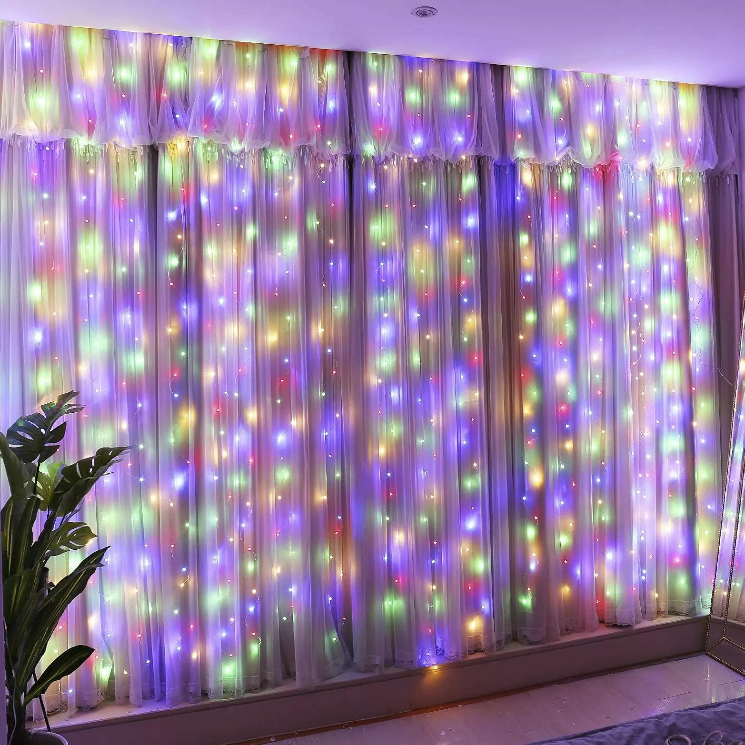 Qualra LED-Lichtervorhang 2Mx2M 192LEDs Lichtervorhang Innen günstig online kaufen