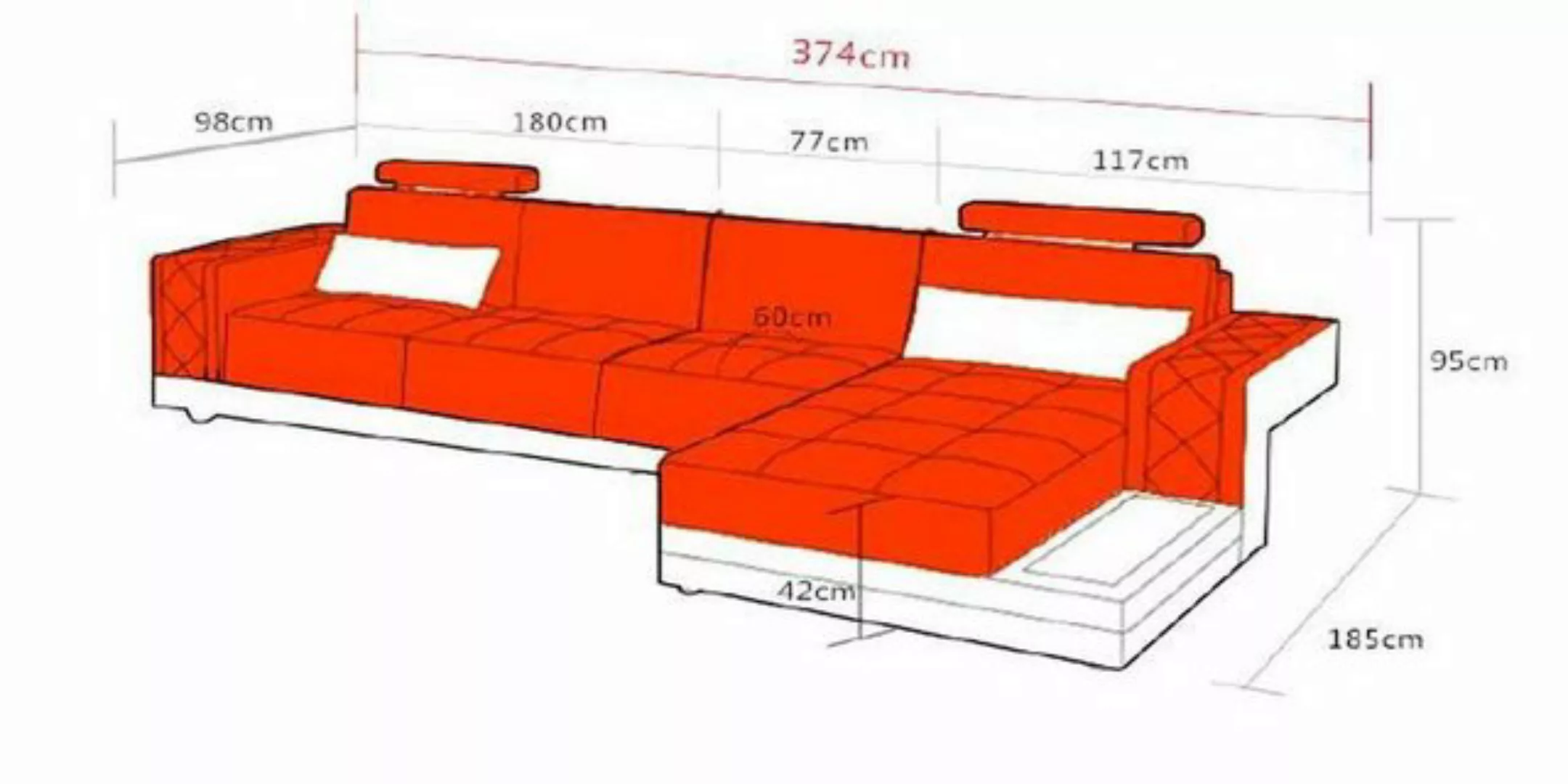 Xlmoebel Ecksofa Großes Ledersofa in L-Form mit Ecksofa und USB-Anschluss, günstig online kaufen