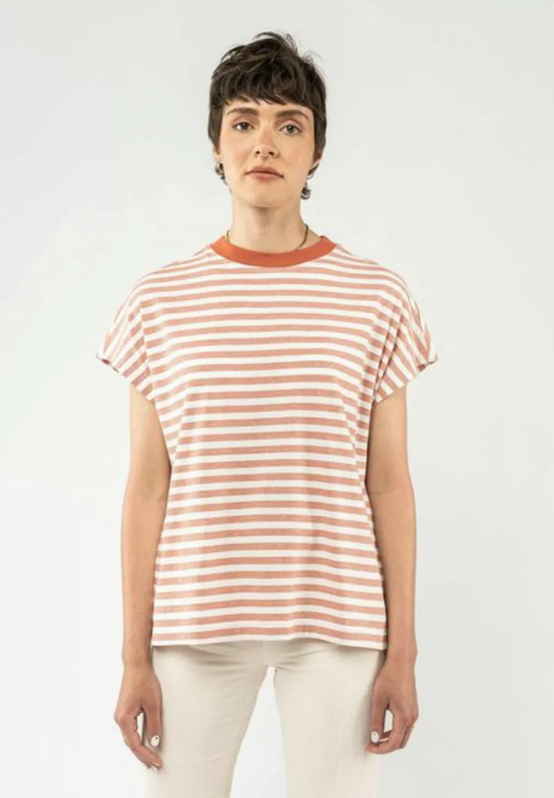 Damen T-shirt Madhu Gestreift Aus Reiner Bio-baumwolle günstig online kaufen