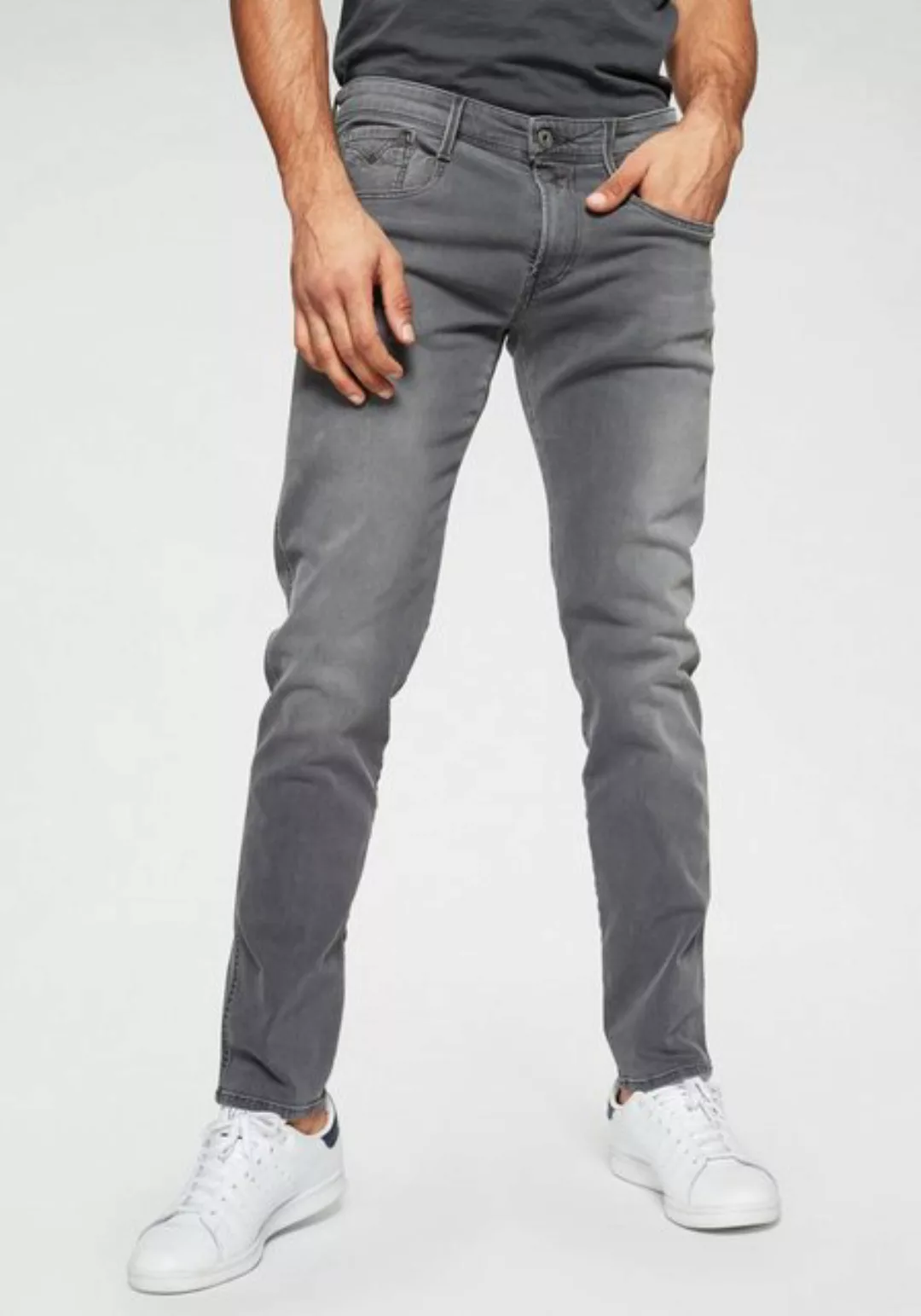 Replay Herren Jeans Anbass - Slim Fit - Grau - Dark Grey Denim günstig online kaufen