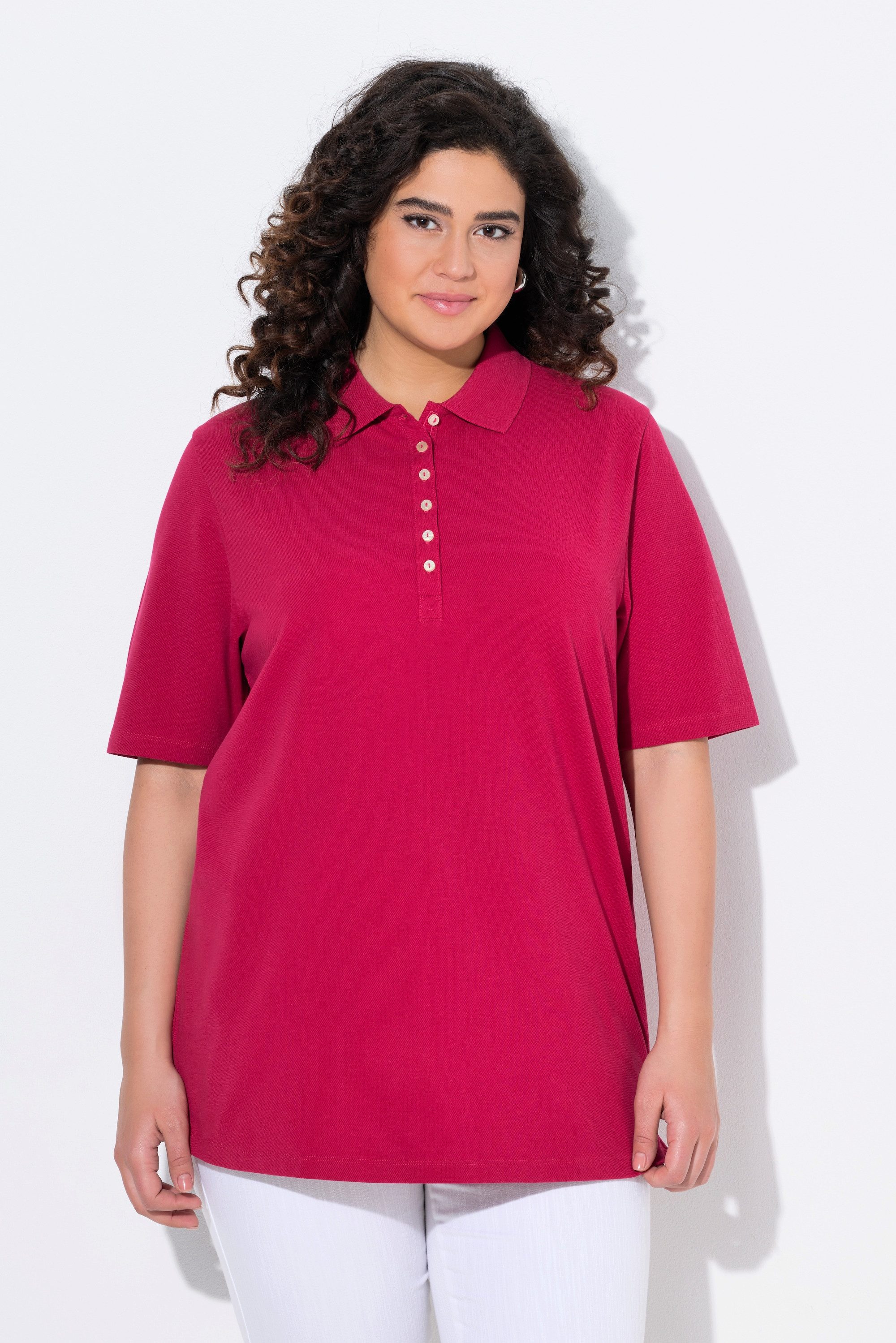 Ulla Popken T-Shirt Poloshirt Piqué Polokragen günstig online kaufen