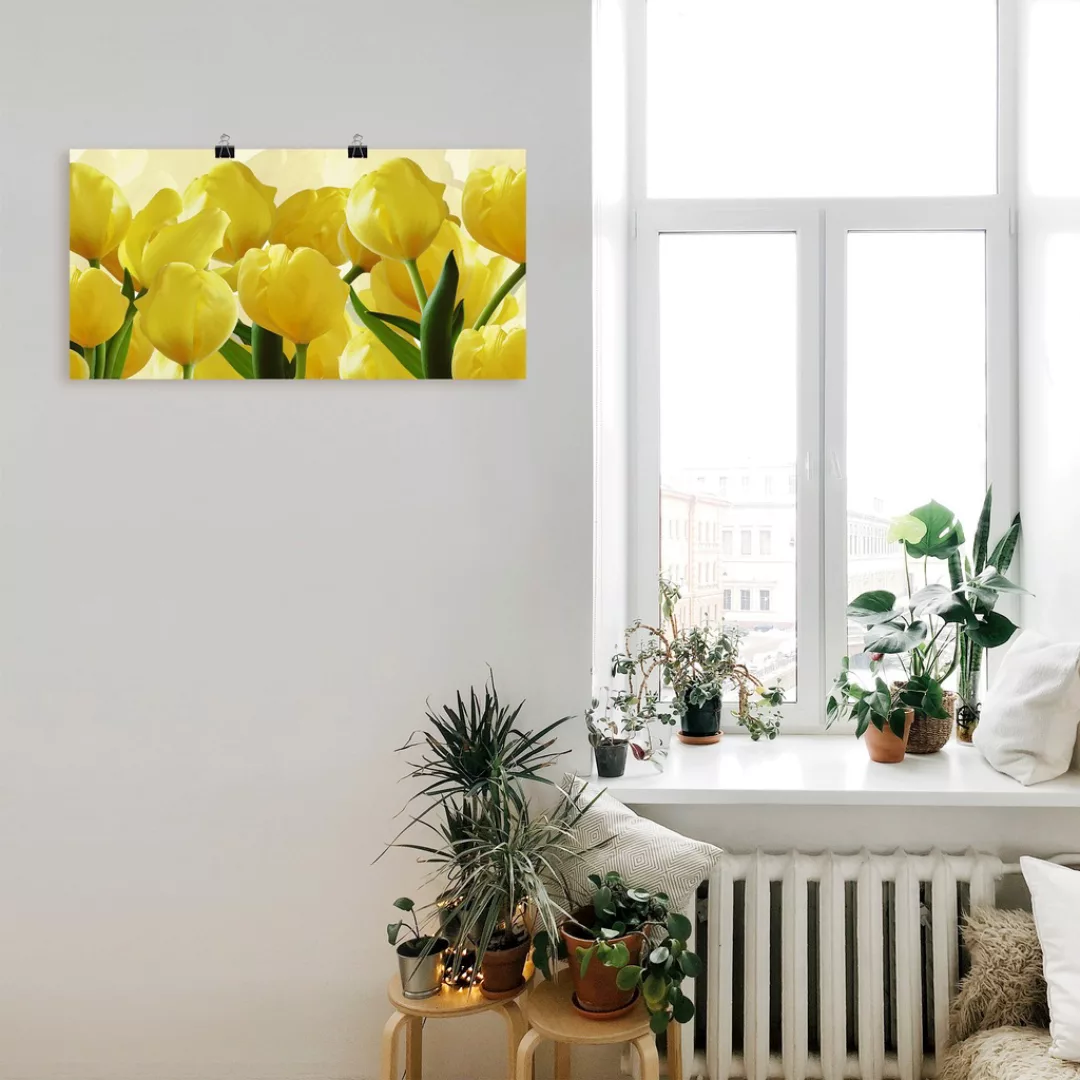Artland Wandbild "Tulpenfeld gelb", Blumen, (1 St.), als Leinwandbild, Post günstig online kaufen