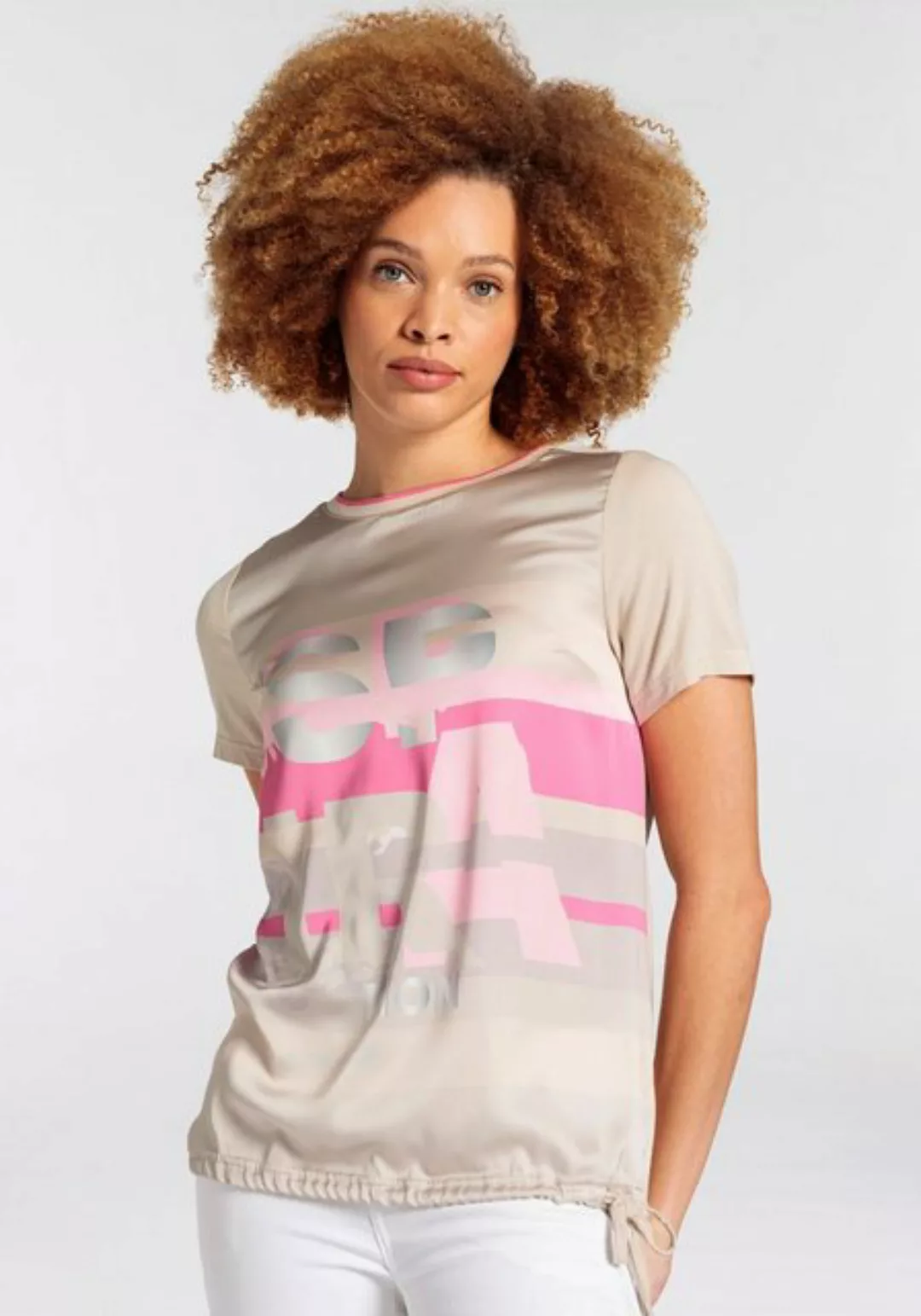 Boysen's Blusenshirt mit graphischem Frontdruck im Materialmix - NEUE KOLLE günstig online kaufen