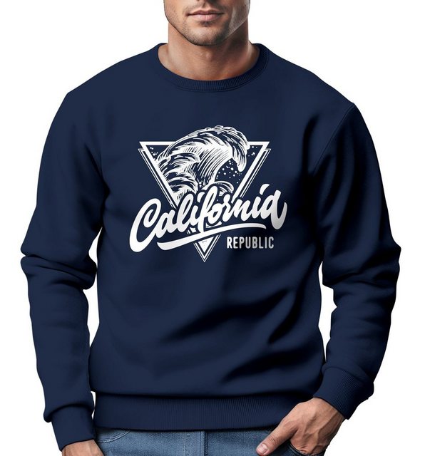 Neverless Sweatshirt Sweatshirt Herren California Republic Surfer Print Wel günstig online kaufen