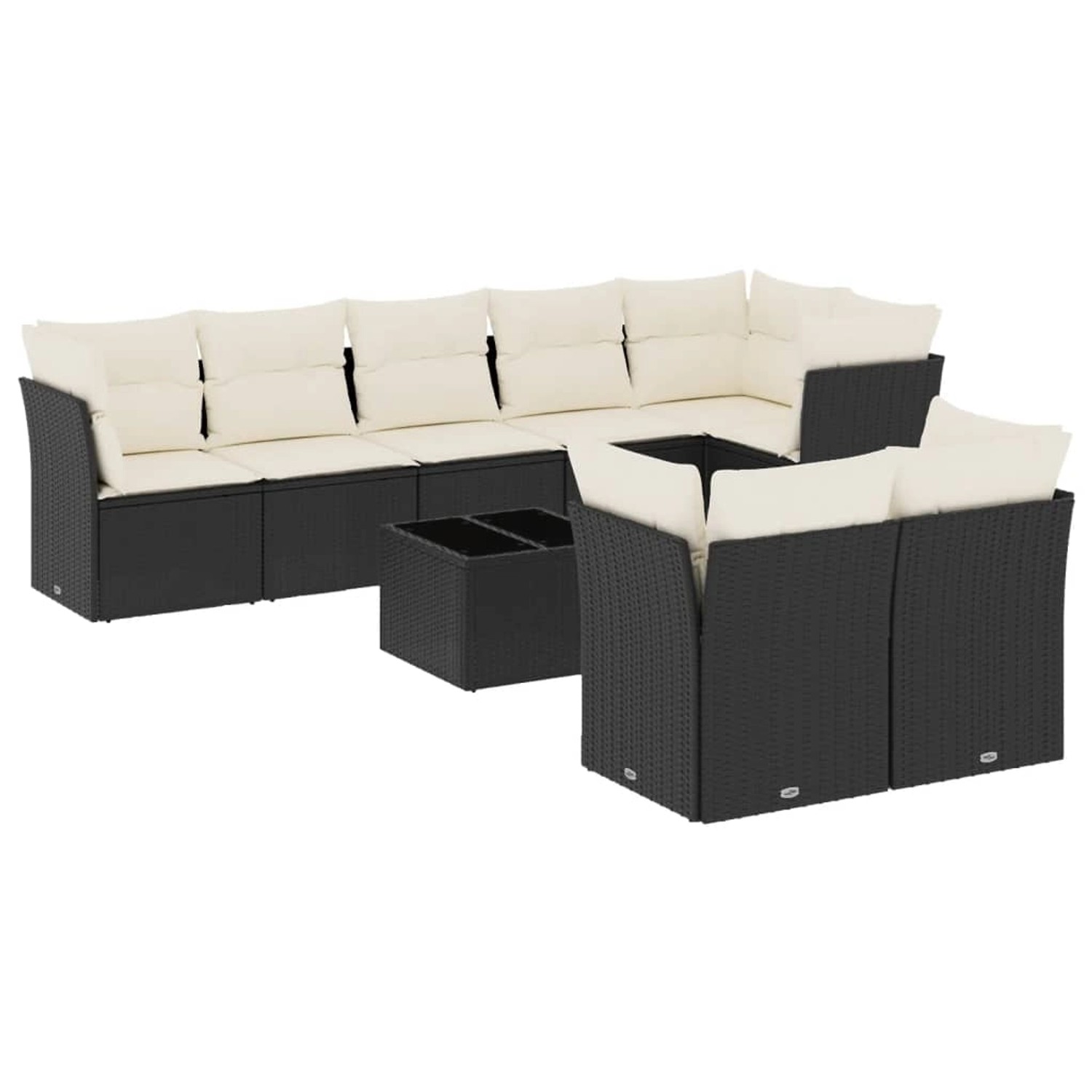 vidaXL 9-Tlg Garten-Sofagarnitur mit Kissen Schwarz Poly Rattan 3217916 günstig online kaufen