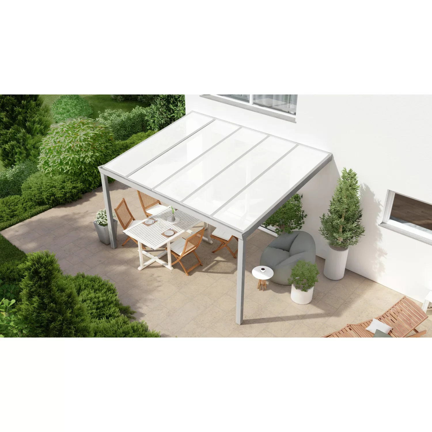 Terrassenüberdachung Professional 400 cm x 300 cm Grau Struktur PC Opal günstig online kaufen