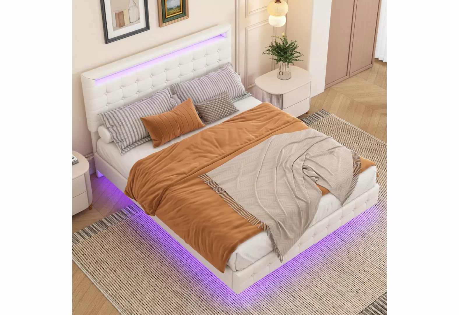 KoDise Polsterbett Bettgestell 140*200cm Doppelbett mit LED, Verstellbares günstig online kaufen