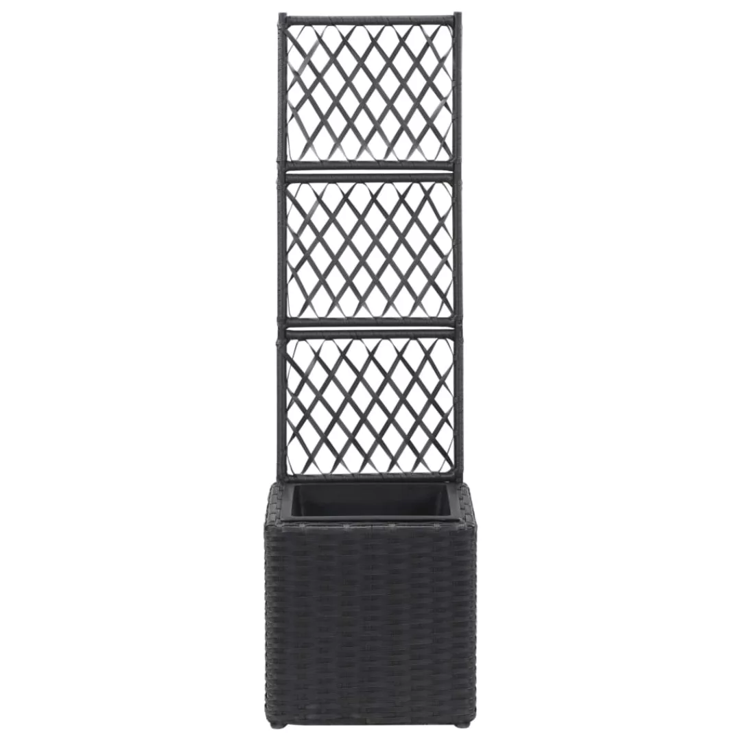 Hochbeet Mit Rankgitter 1 Topf 30x30x107cm Poly Rattan Schwarz günstig online kaufen