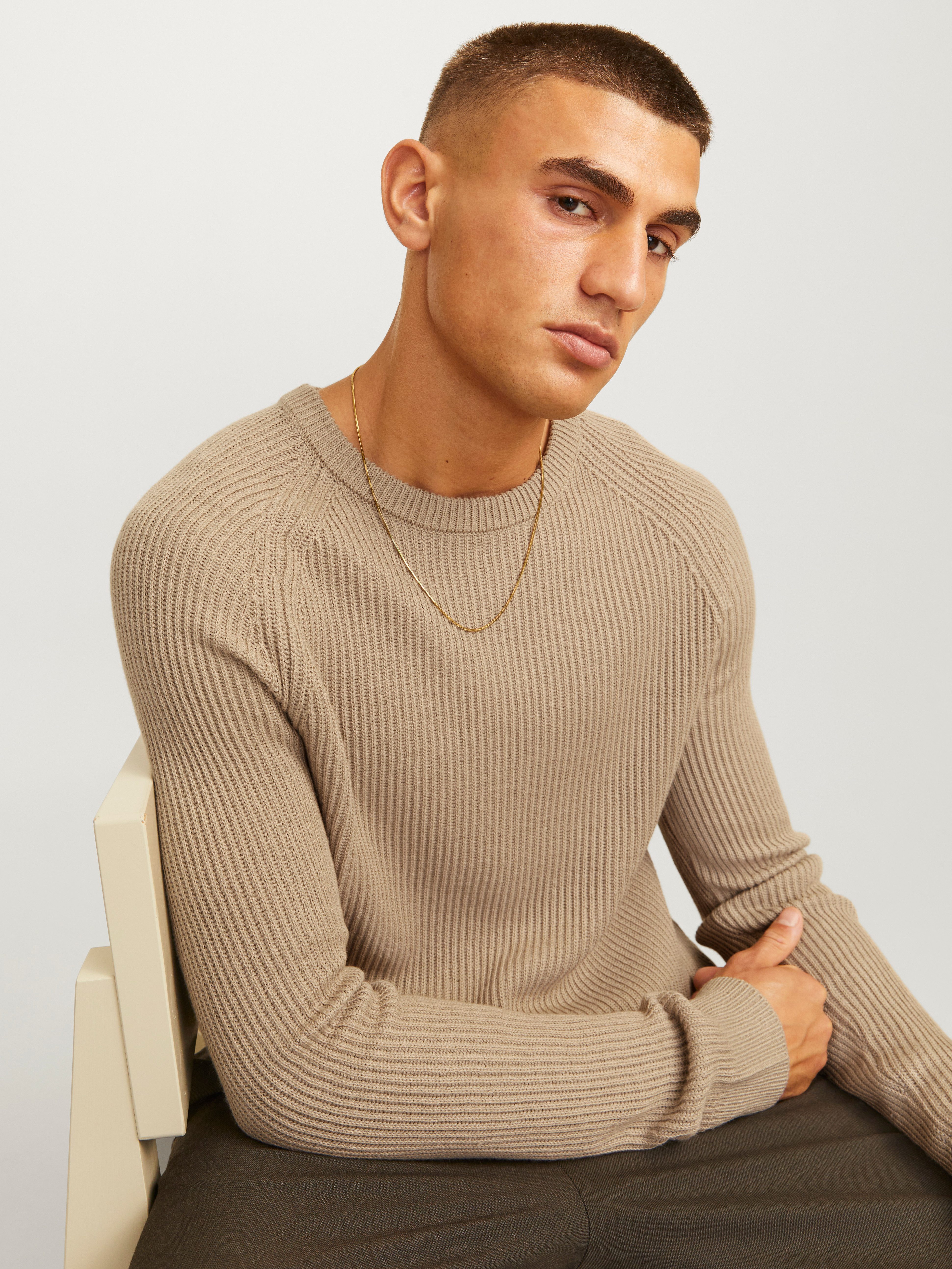 Jack & Jones Rundhalspullover JJPANNEL KNIT günstig online kaufen
