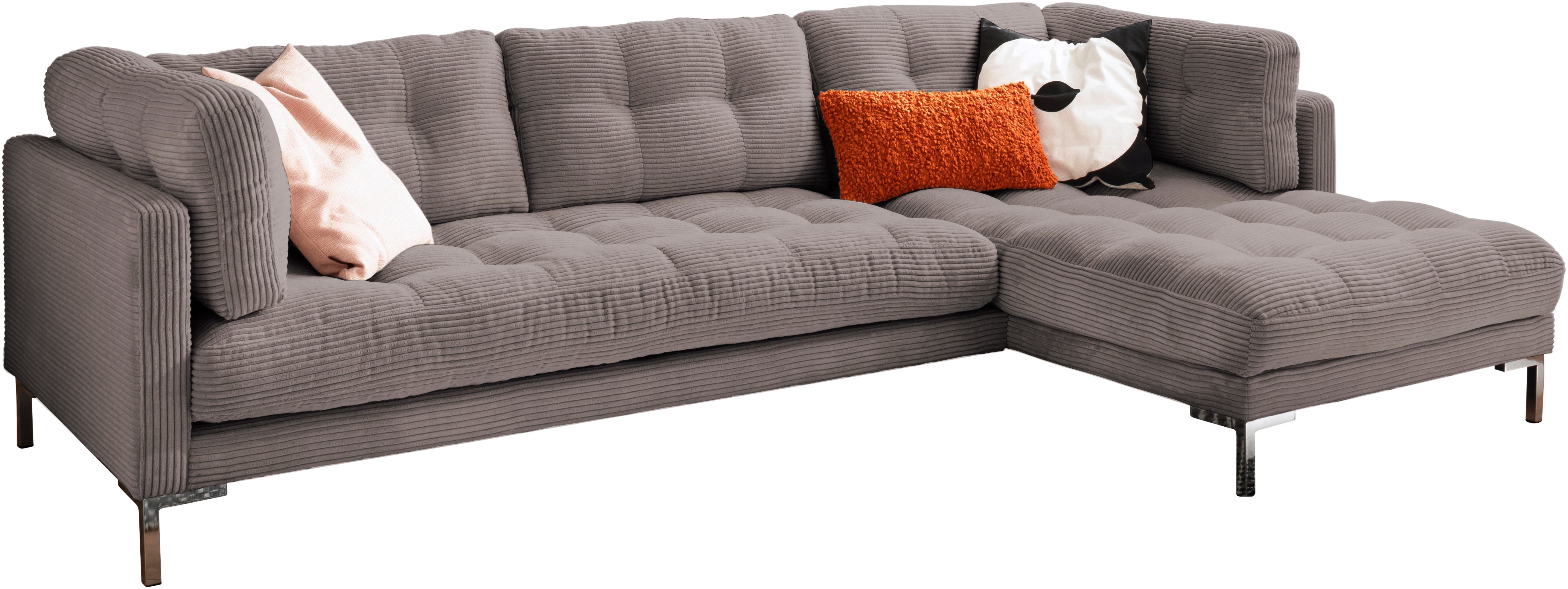 Trends by HG Ecksofa "Landau L-Form", in Cord-Stoff mit Metallfuß günstig online kaufen