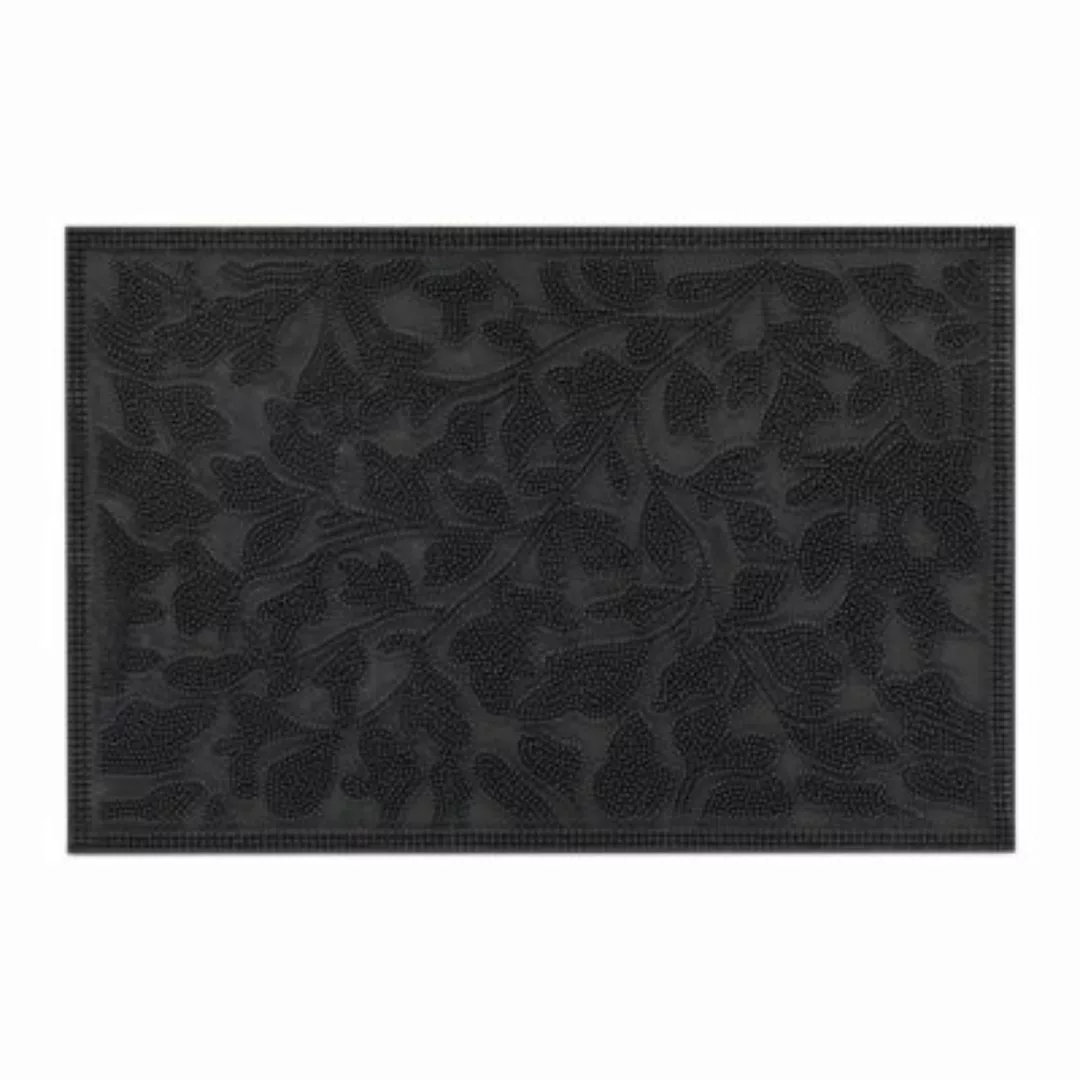relaxdays Gummi Fußmatte Blätter Design schwarz günstig online kaufen