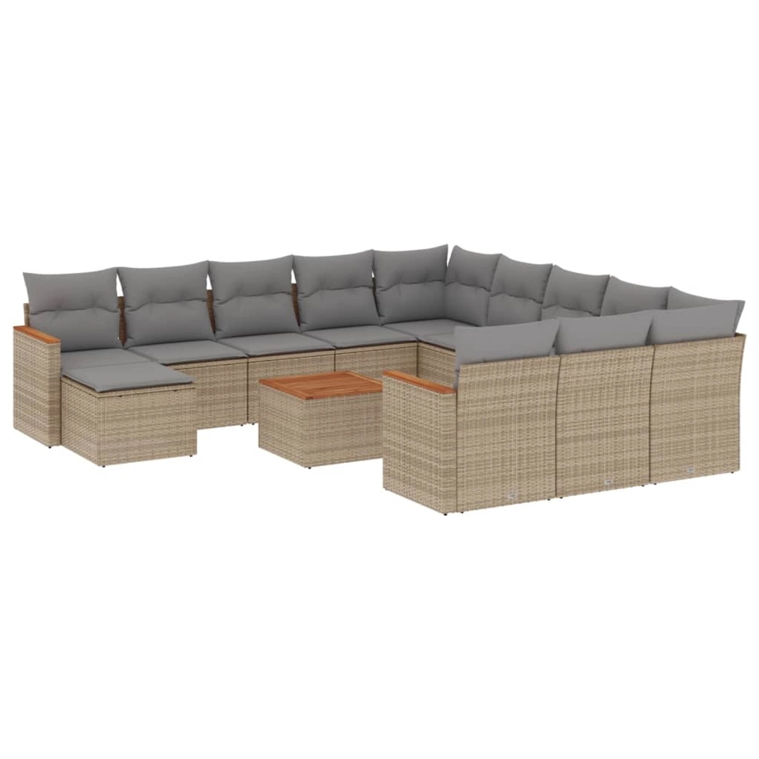 vidaXL 13-Tlg Garten-Sofagarnitur mit Kissen Beige Poly Rattan 3226591 günstig online kaufen